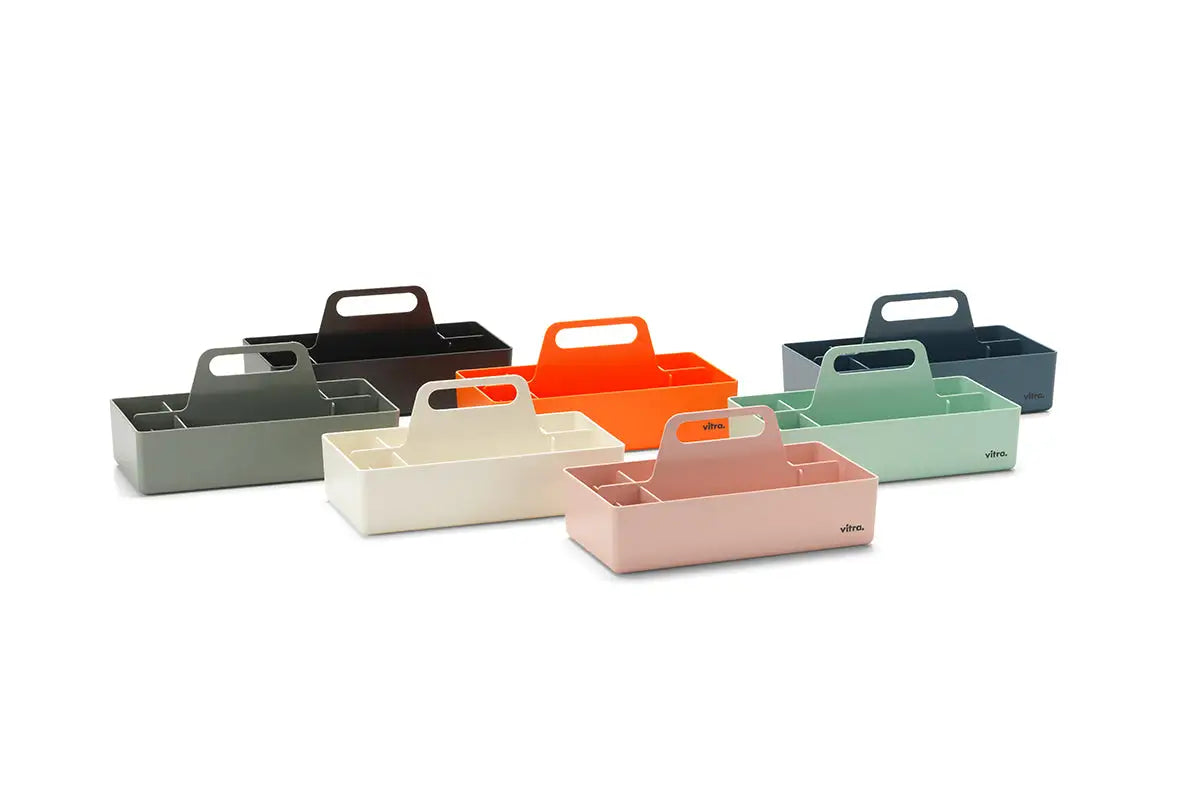 Vitra Toolbox in den Farben grün, blau, orange, rosa, schwarz und beige