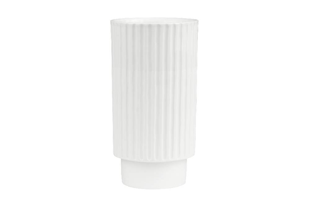 Räder - Vase "Hausfreunde" Klein, Vase aus weißem Porzellan mit Riffeloptik